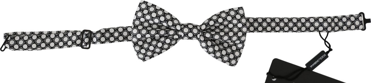 Dolce & Gabbana Mannen Zwart Wit Cirkels Verstelbare Hals Papillon Strik