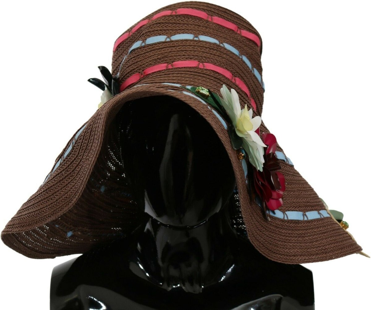 Dolce & Gabbana Bruin Brede Rand Bloemige Floppy Vrouwen Capello Hoed
