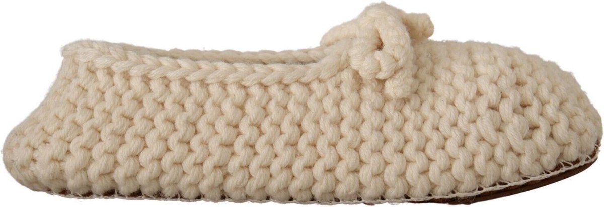 Dolce & Gabbana Dames Witte Slip On Ballerina Flats Wol Gehaakte Schoenen