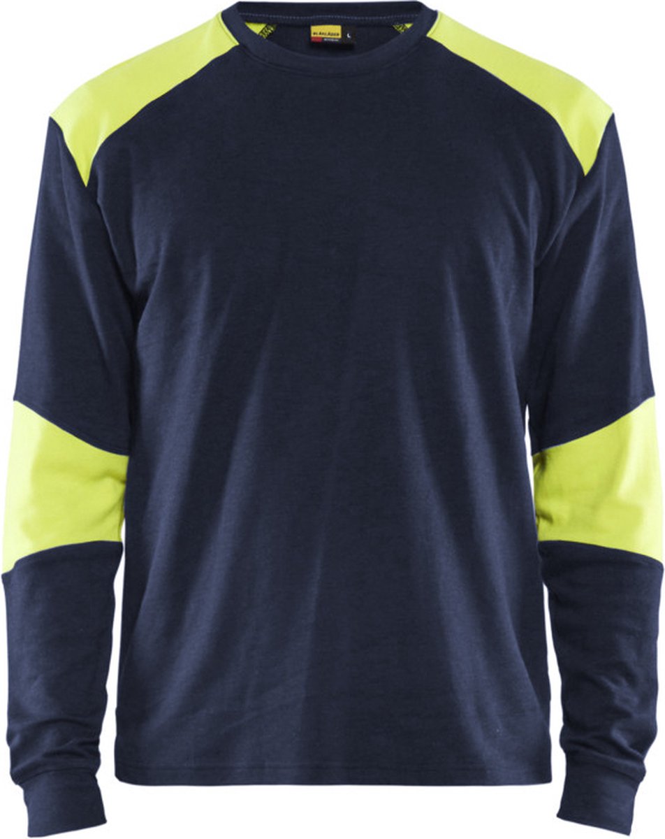 Blåkläder Vlamvertragend T-Shirt lange mouwen 34571761 | Marine/High-Vis Geel | Maat XS - 7330509725665