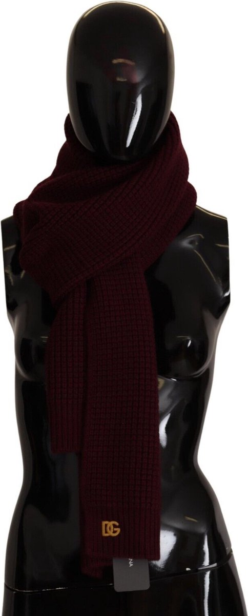 Dolce & Gabbana Dark Red Cashmere Logo Wrap Shawl Gebreide damesjas