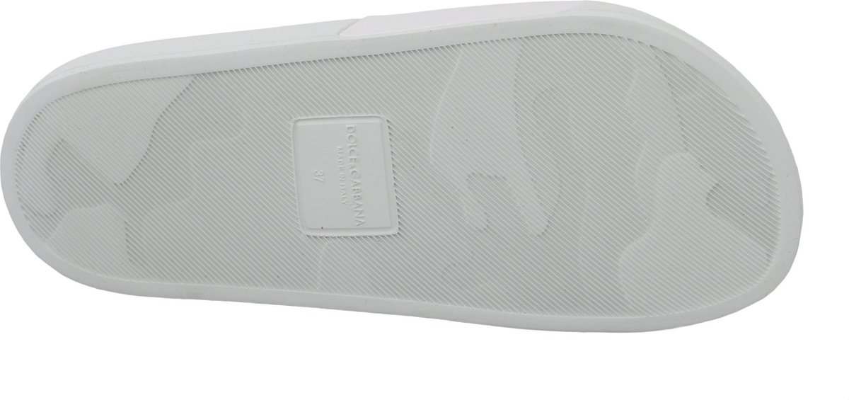 Dolce & Gabbana Witte Leren #dgfamily Slides Schoenen Sandalen