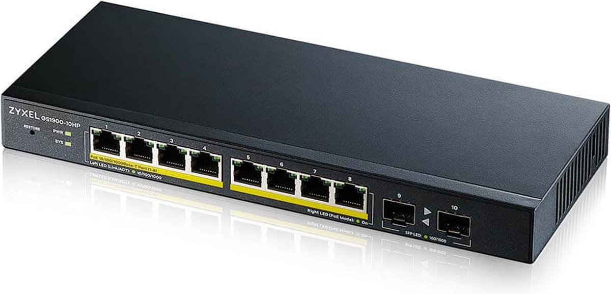 Zyxel Switch 8x GS1900-10HP GbE L2 POE+
