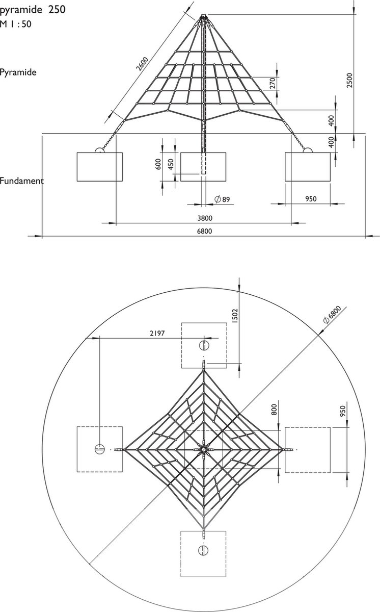 Klimtoestel klimpiramide openbare speelplaatsen 250cm