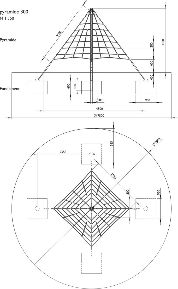 Klimtoestel klimpiramide openbare speelplaatsen 300cm