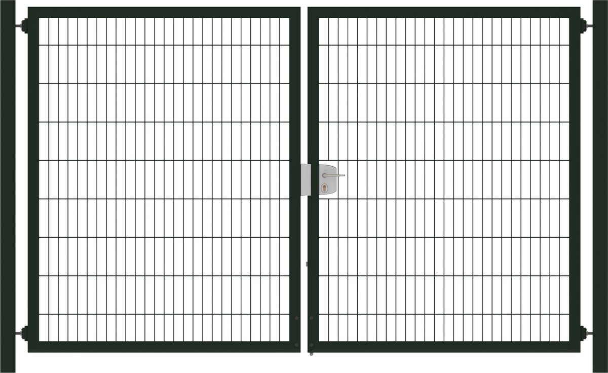 Tuinpoort dubbelstaafmatten dubbel 203cm hoog en 400cm breed