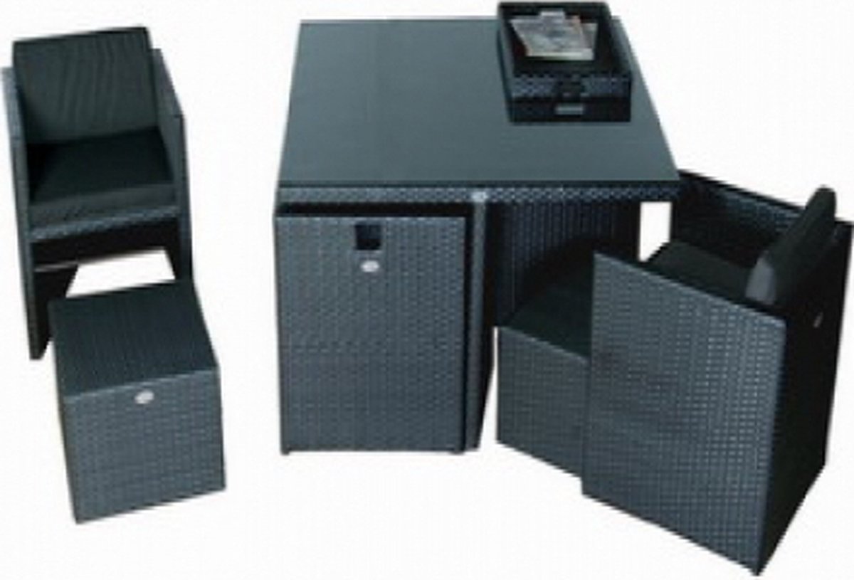 Tuinmeubel tuinset wickerset Venice zwart