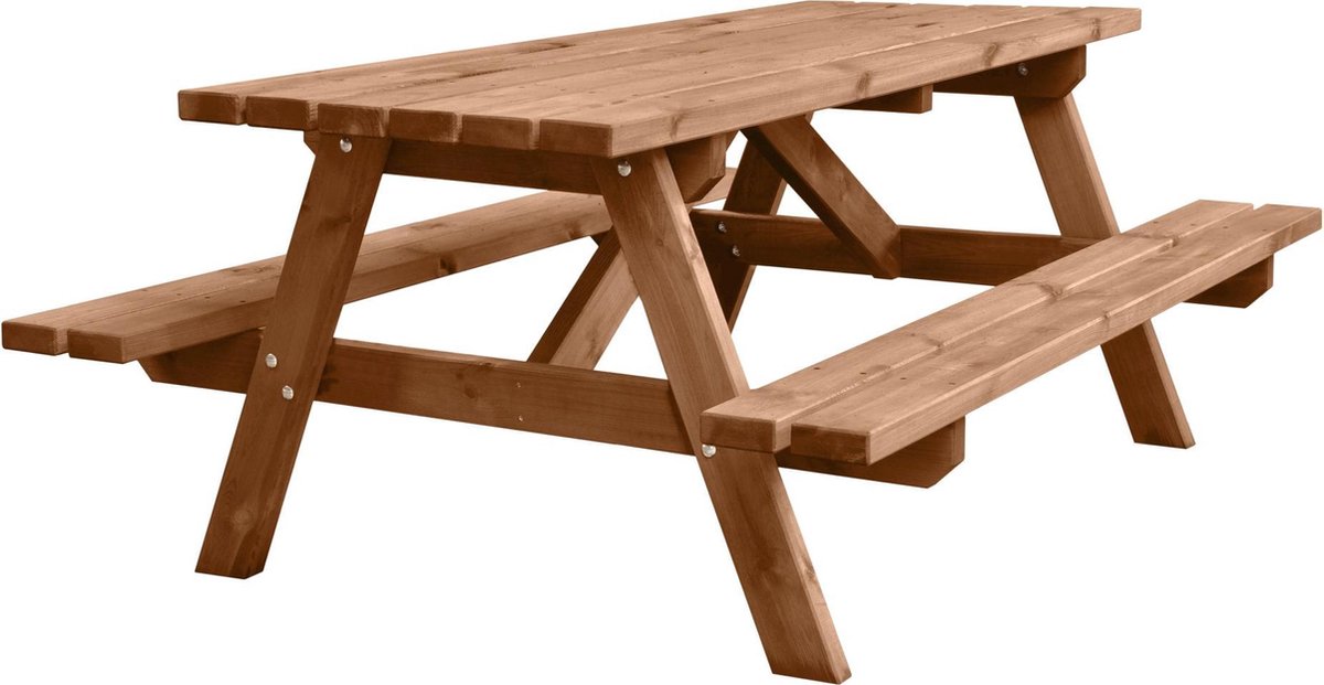 Picknicktafel zwaar grenen deluxe 180cm bruin geïmpregneerd
