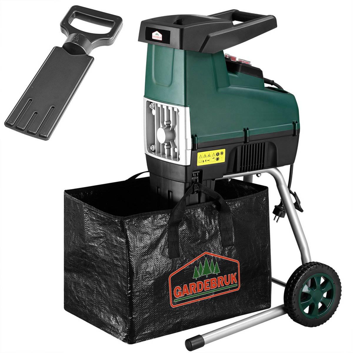 Stille hakselaar 3100W met 2 opvangzakken van elk 60 liter