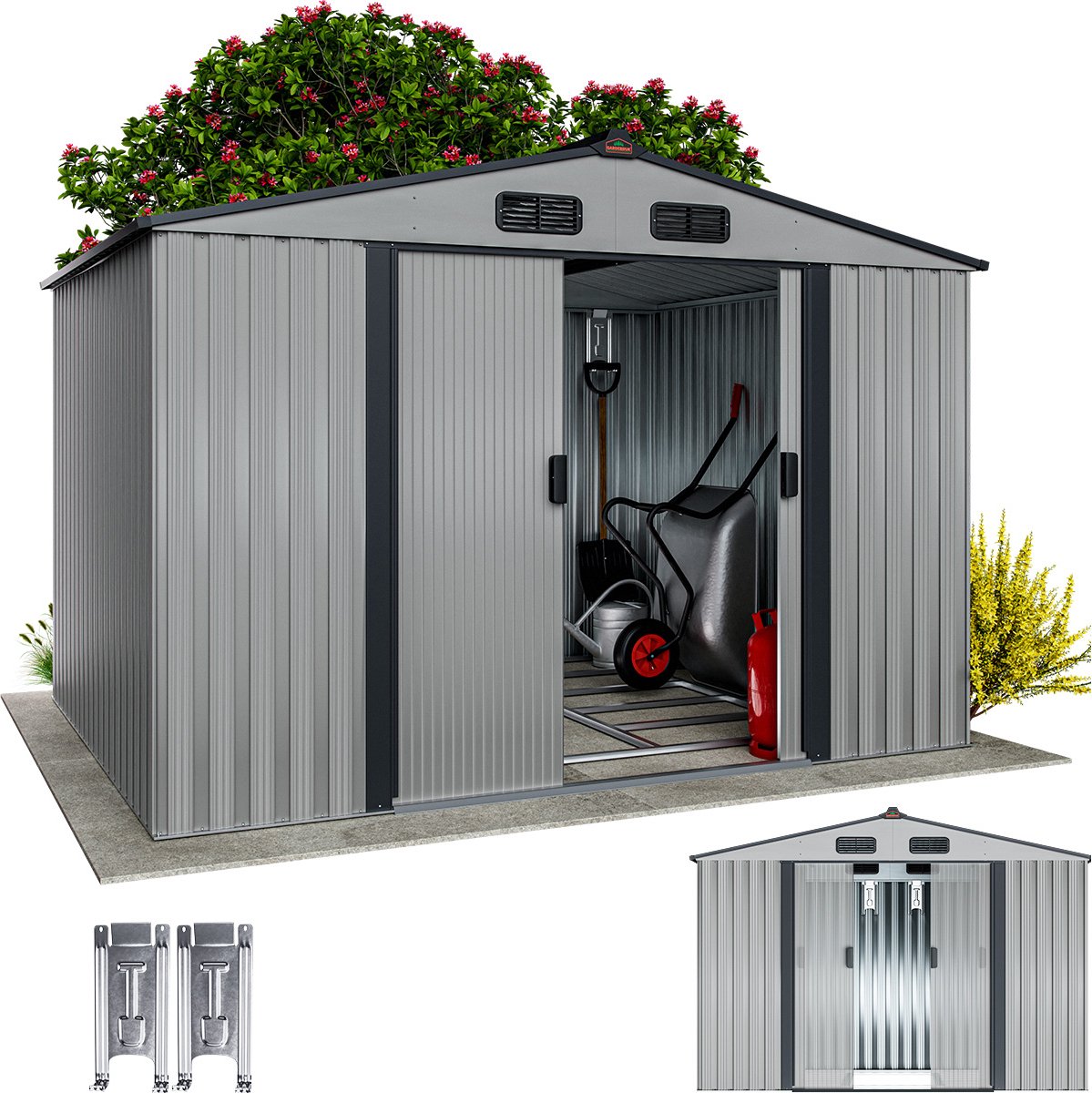 Gereedschapsschuur Grijs-Metallic Metaal 260x205x180cm