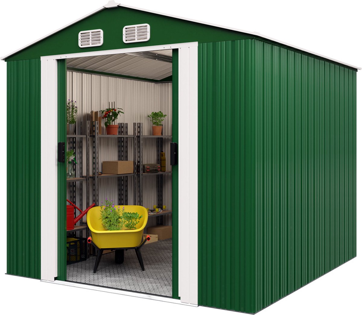 Tuinhuis Groen Metaal 260x315x180cm