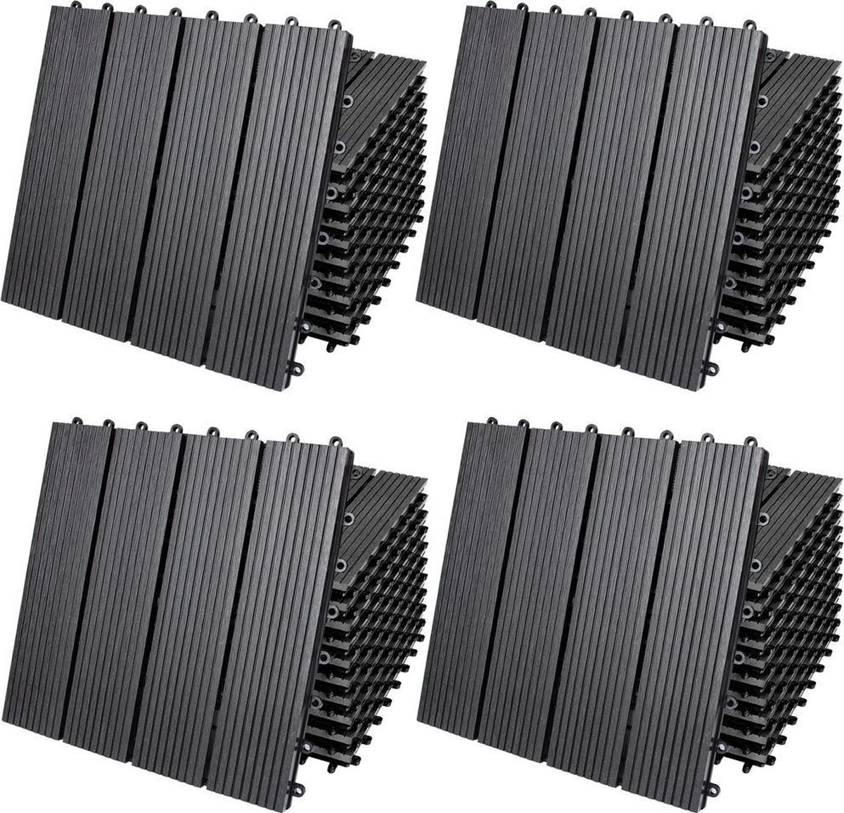 Tegels 44 stuks Klassiek Antraciet WPC 30x30cm