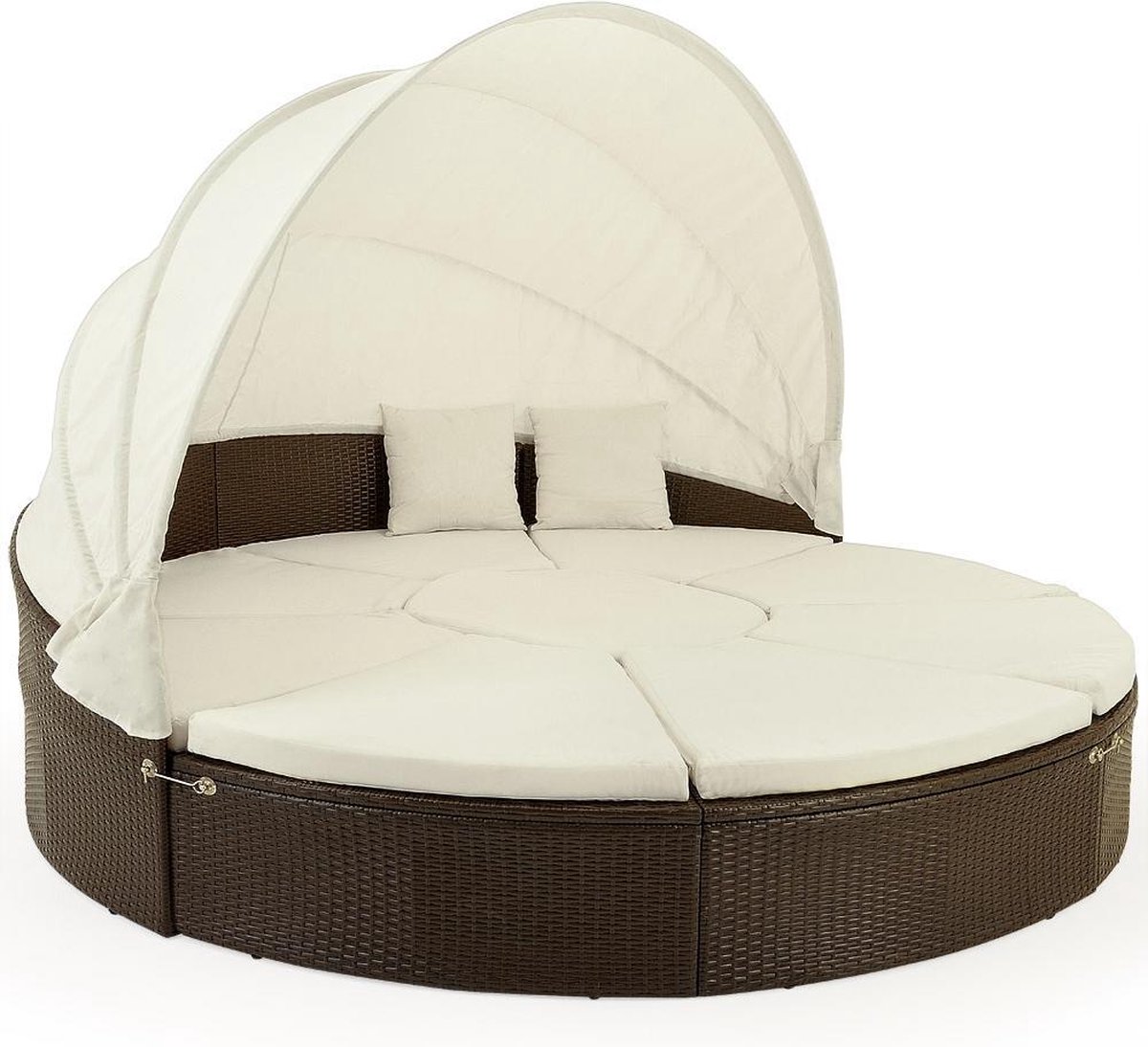 Polyrotan Zonne-eiland Bruin/Crème Ø230cm