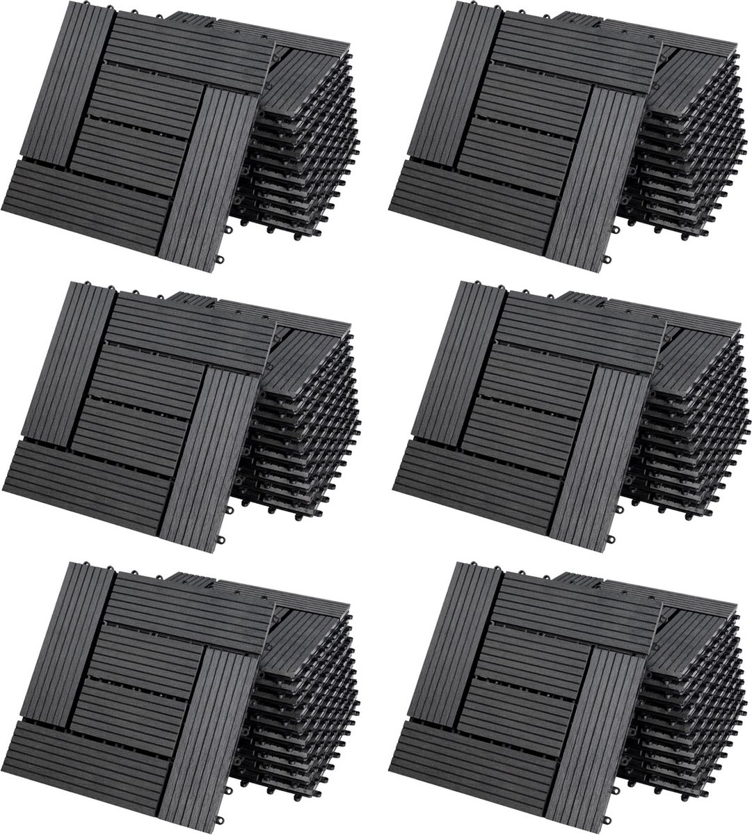 Tegels 66 stuks Mozaïek Antraciet WPC 30x30cm