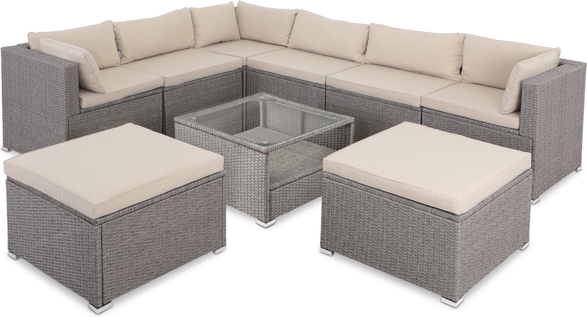 Polyrotan Loungeset XXL Crème/Beige