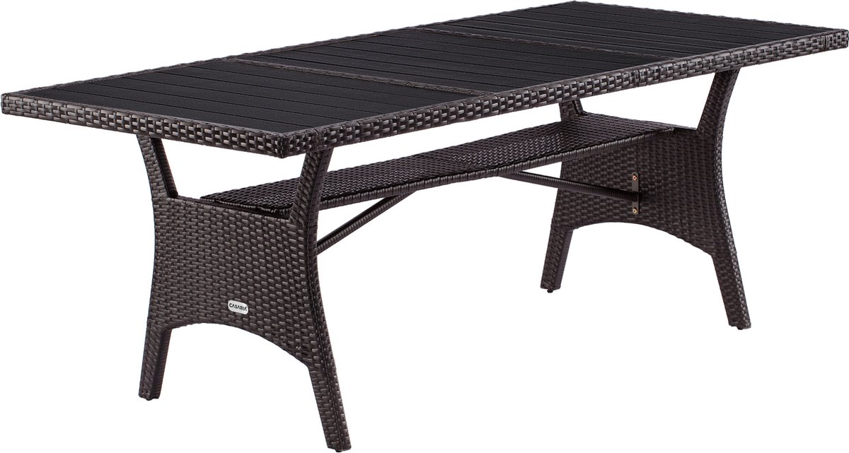 Polyrotan Tuintafel Takeo Bruin 190x90x75cm WPC