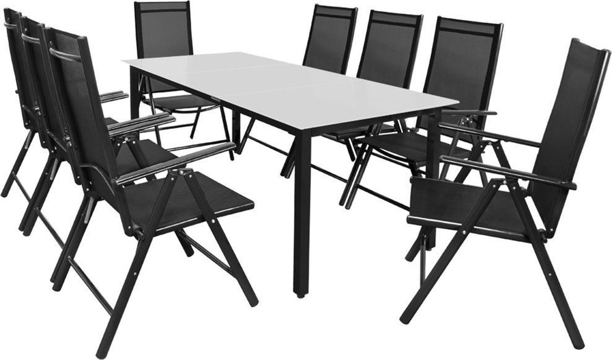 Tuinset Bern 9-delig Antraciet Aluminium Matglas