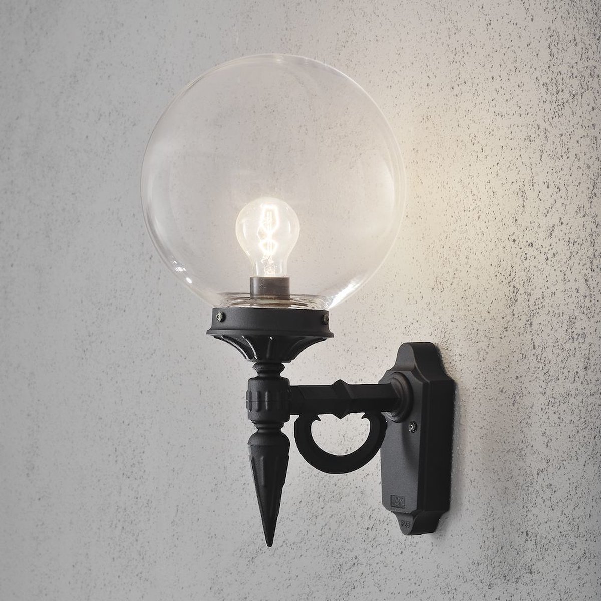 Konstsmide Orion - buiten wandlamp - 25 x 34 x 44 cm - IP23 - zwart en transparant