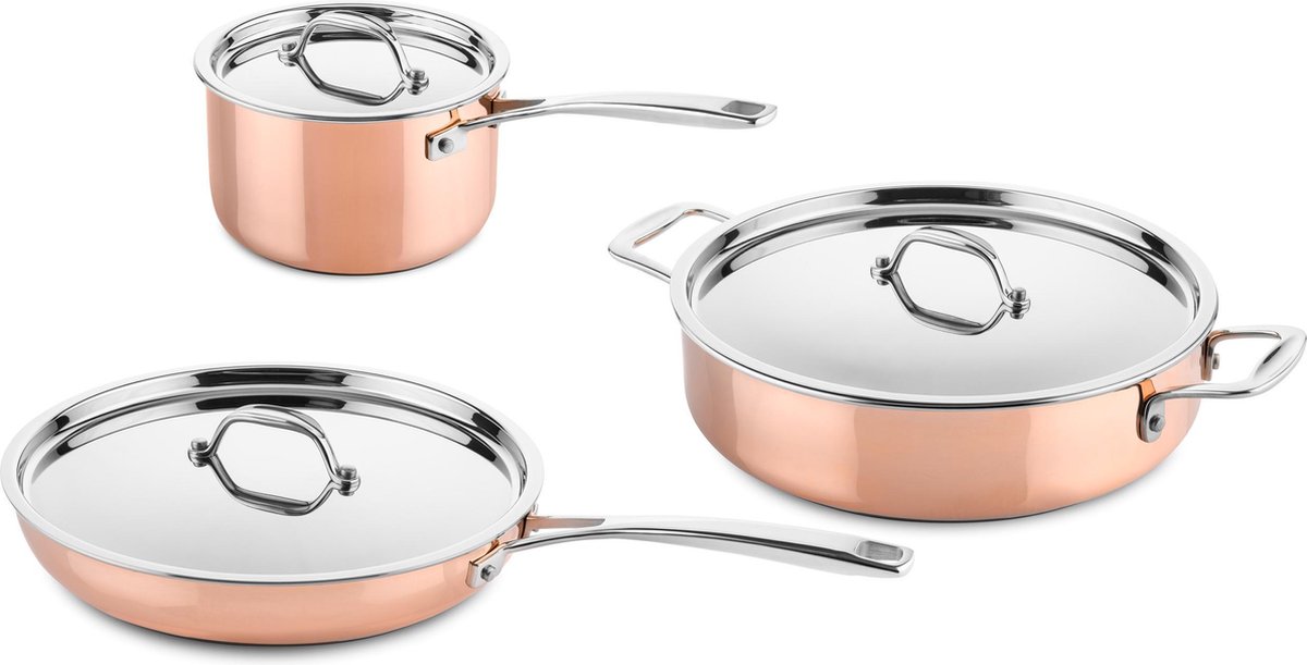 DUCQ Koperen Pannenset 3-delig