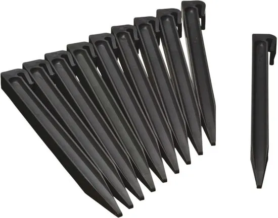 10x stuks Grondpennen van kunststof voor grasranden / borderranden zwart 26,7 cm