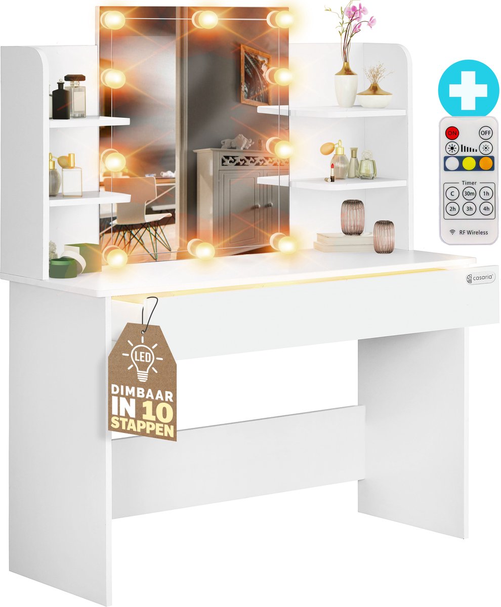 Make-up Tafel Lucia Wit 140x110x40cm LED