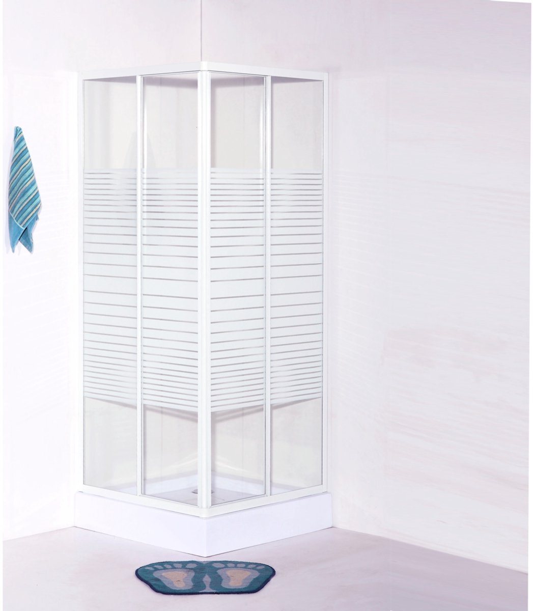 OK - Douchecabine hoekinstap 80x80 cm - 4 mm veiligheidsglas - Witte aluminium profielen