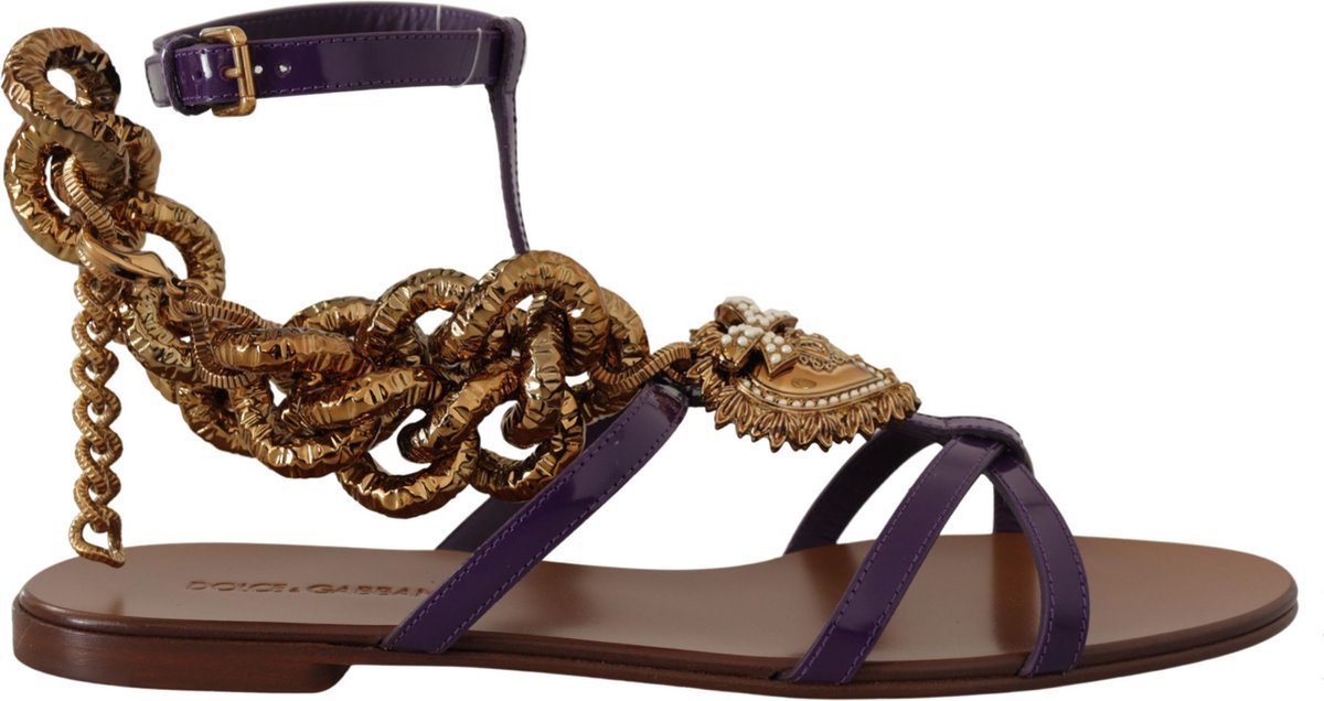 Dolce & Gabbana Dames Paarse Lederen Devotie Sandalen