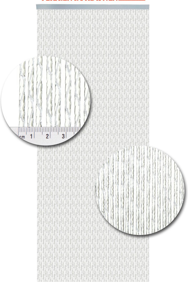 Vliegengordijnenexpert Milano vliegengordijn 92x210 cm transparant met witte draad in het kozijn