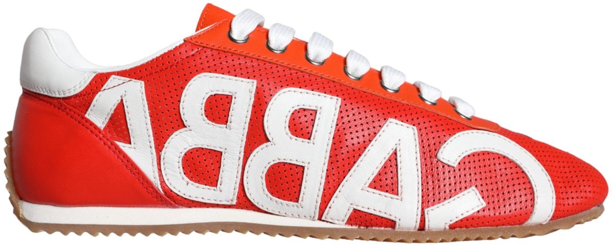 Dg Sneakers Rode Leren Casual Stijl