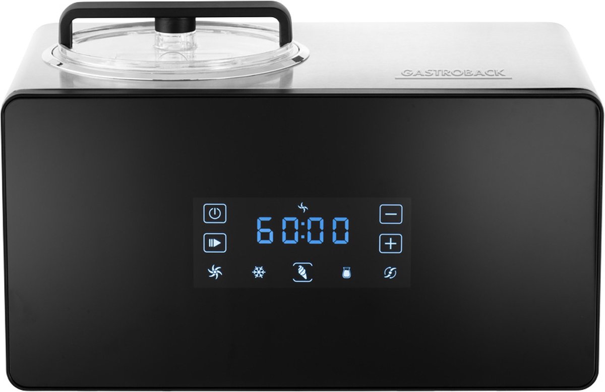 Gastroback Design Advanced Control - Traditionele ijsmachine 1,5 l 150 W - Zwart gesatineerd staal