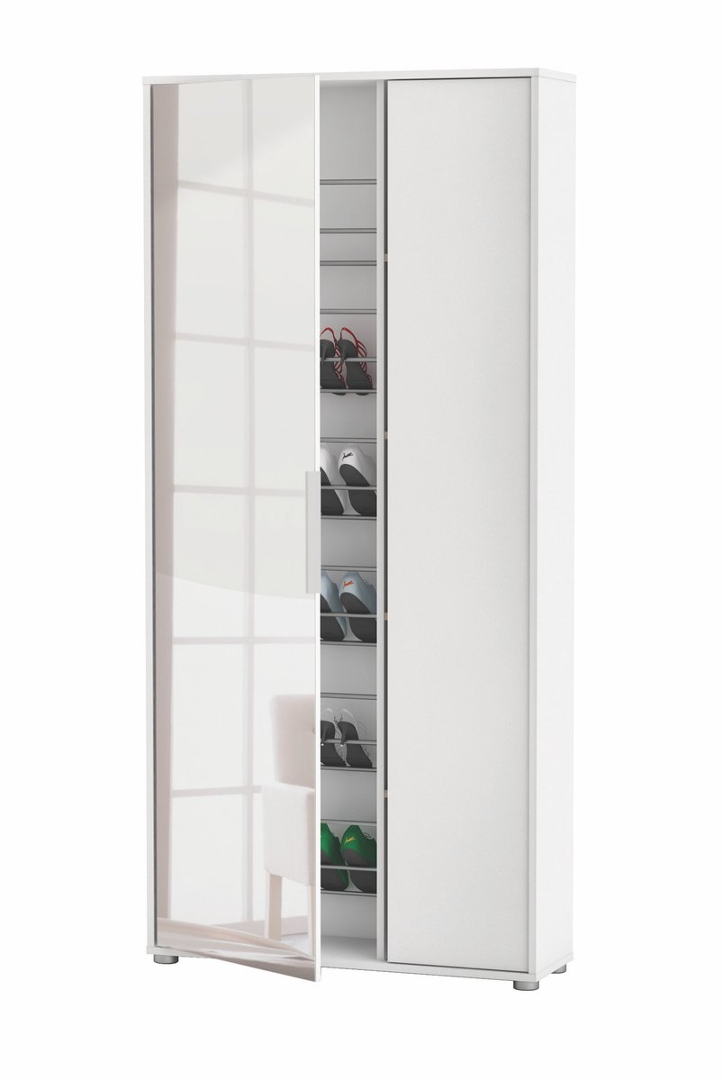 CaliCosy Schoenenkast 2 deuren en 1 spiegel l82,8 cm ebony