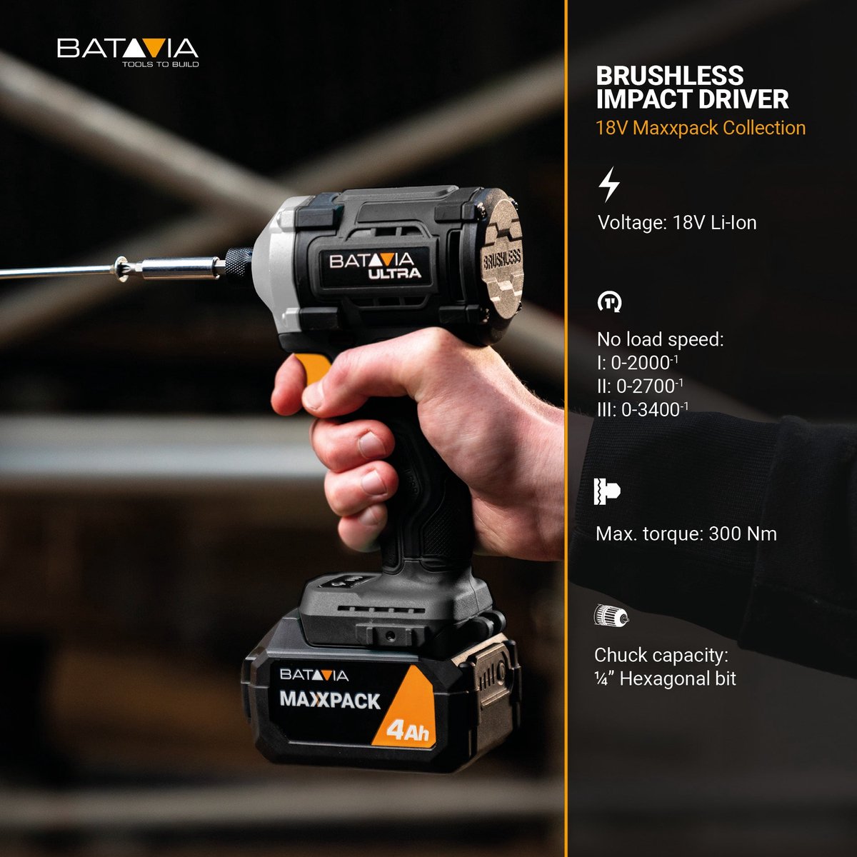 Batavia 18V Brushless Accu Slagschroevendraaier 350 Nm
