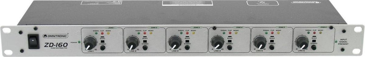 Omnitronic ZD-160 19 inch mengpaneel Aantal kanalen:6