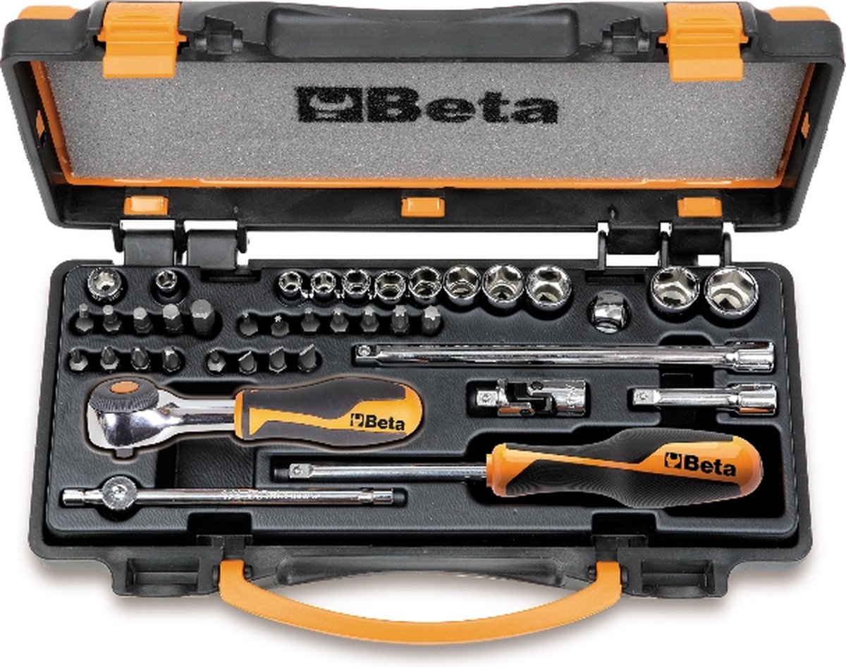 Beta 11 zeskant dopsleutels, 20 bits en 7 toebehoren in harde foam inleg, in metalen kist 900/C11HR - 009000980