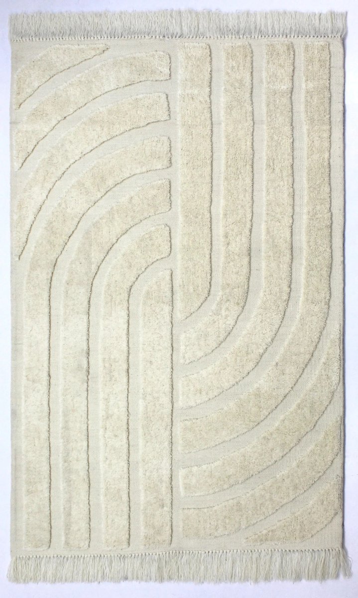 Velaar Vloerkleed pastrana japandi – 100% wol design tapijt beige- 190x290 cm