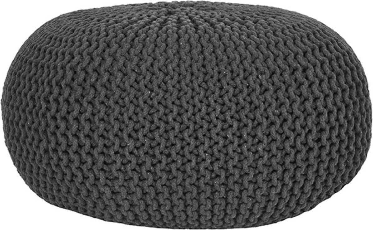 Label51 Poef knitted antraciet katoen l