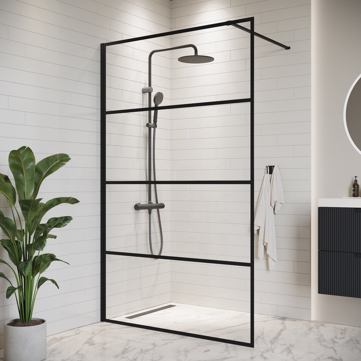 Badplaats Douchewand essos 100 x 200 cm zwart – inloopdouche 8 mm