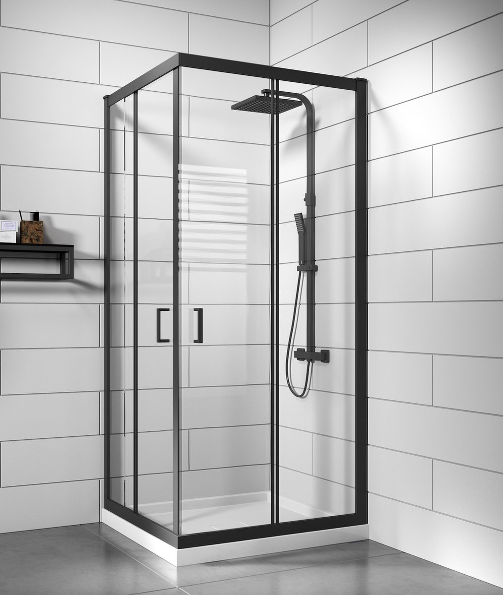 Badplaats Douchecabine dakota 80 x 80 x 190 cm zwart douchewand met