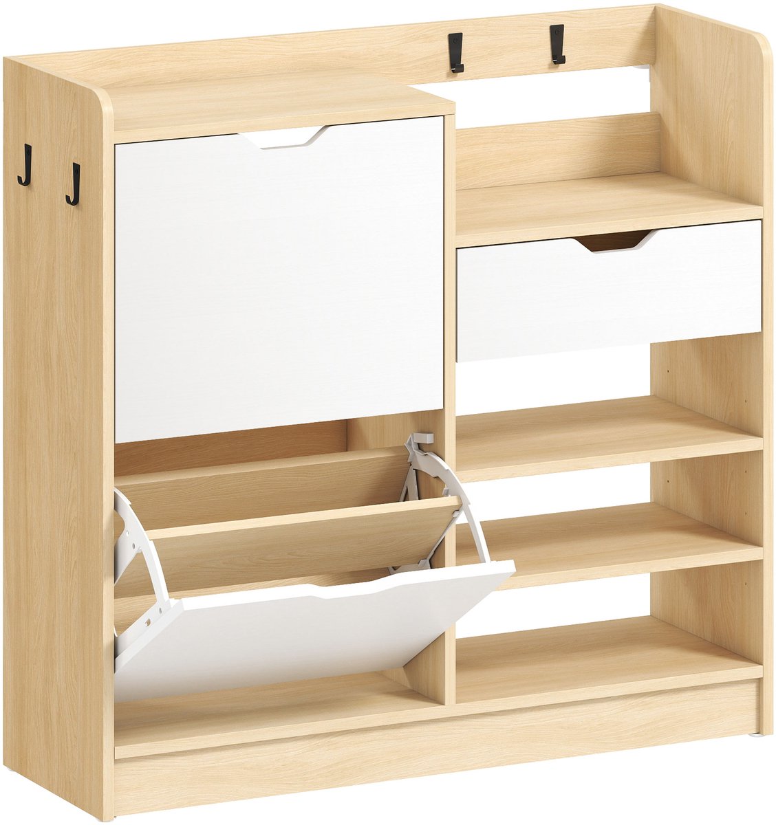 4goodz Schoenenrek met klapladen en open planken 14 paar schoenen