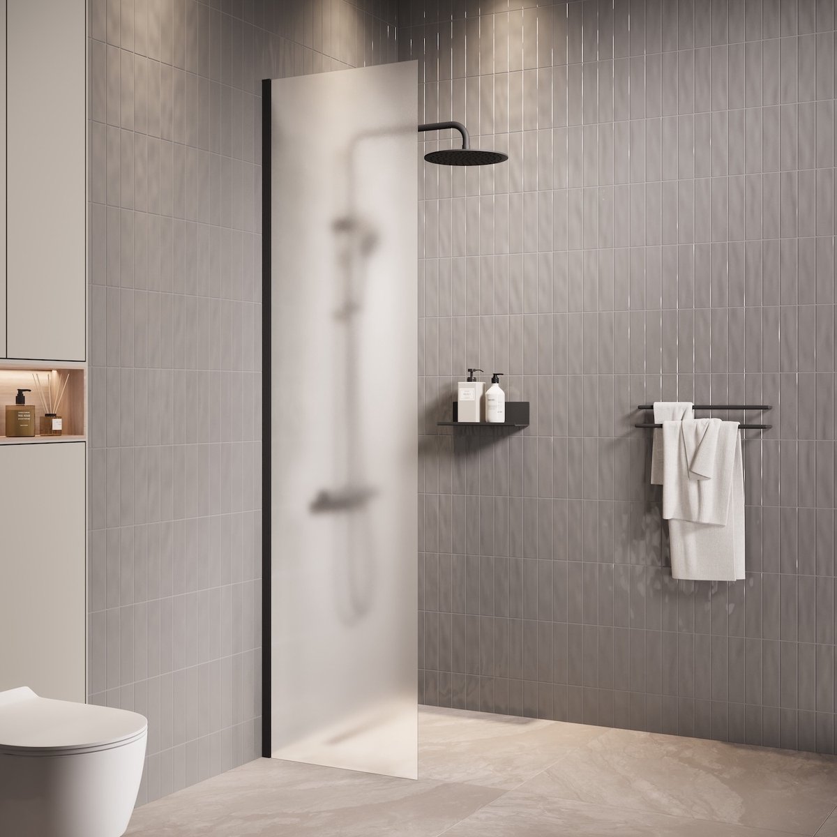 Badplaats Douchewand florida 40 x 200 cm zwart – inloopdouche 8 mm met