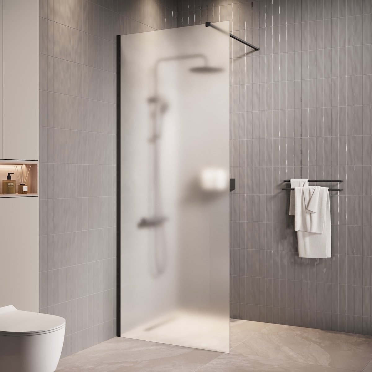 Badplaats Douchewand florida 90 x 200 cm zwart – inloopdouche 8 mm met