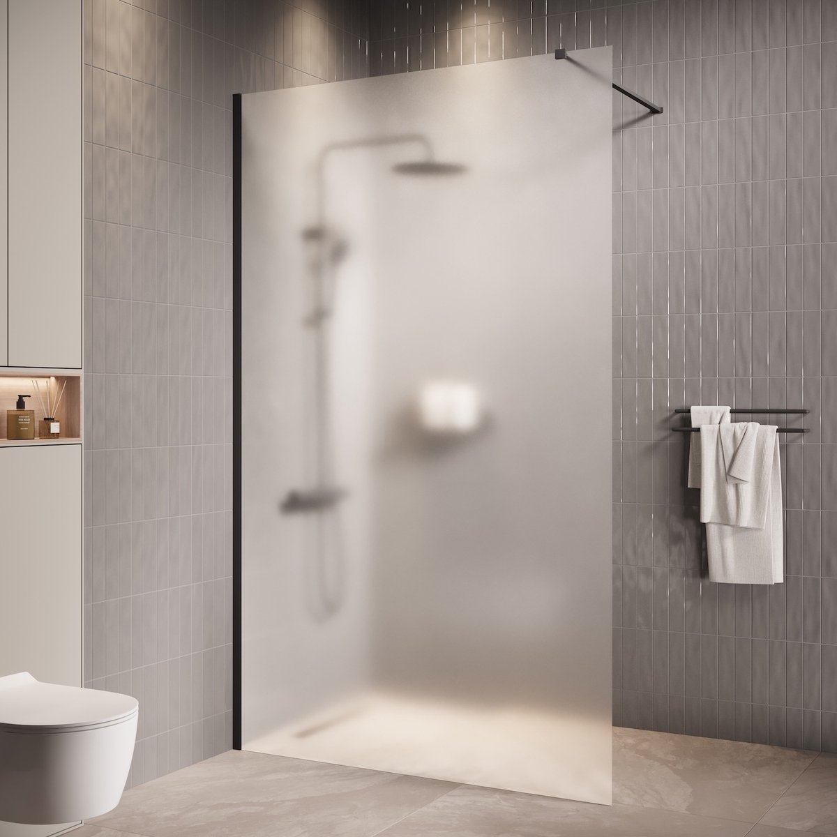 Badplaats Douchewand florida 120 x 200 cm zwart – inloopdouche 8 mm met