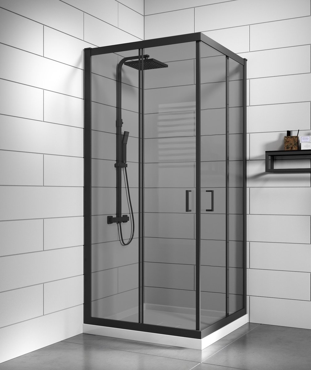 Badplaats Douchecabine dakota 80 x 80 x 190 cm zwart met douchewand