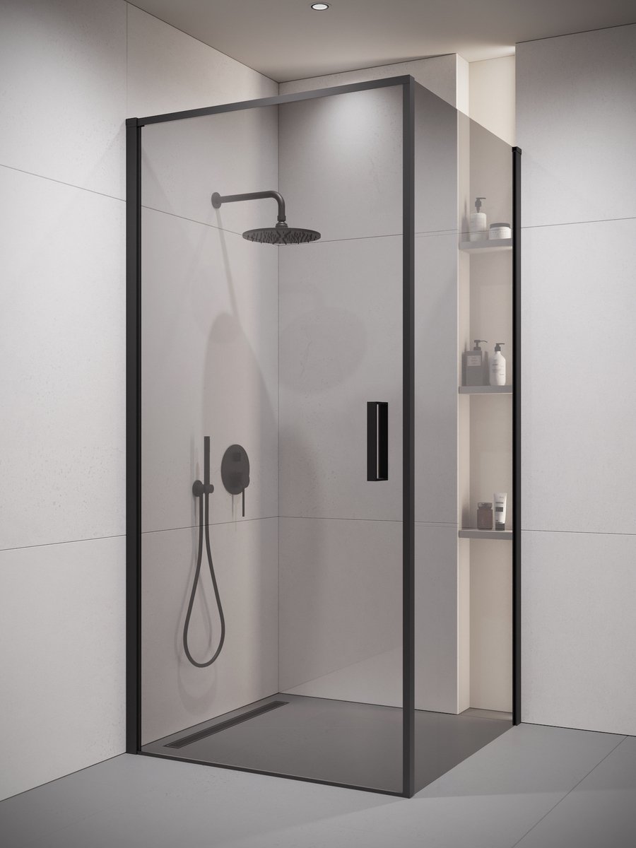 Badplaats Douchecabine alava 80 x 80 x 190 cm zwart met douchewand