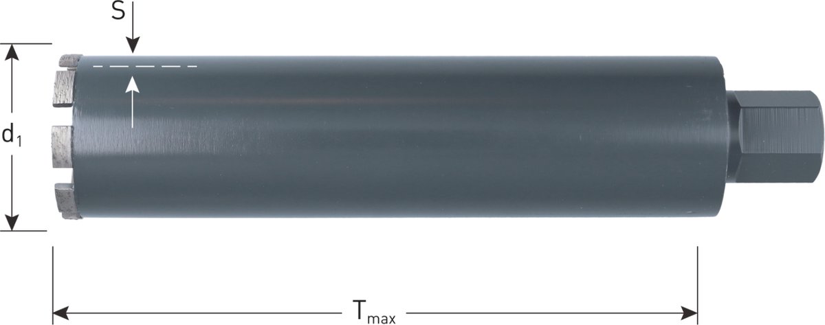 Rotec Diamantboor | Grijs | Droog | 1.1/4" | 9 Segm. | Ø112x300 - 776.1122