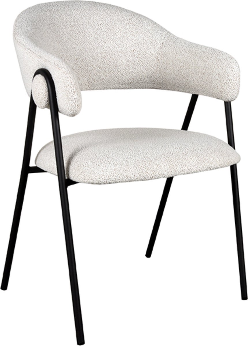 Label51 Eetkamerstoel lowen 58x60x84 cm ecru boucle set van 2