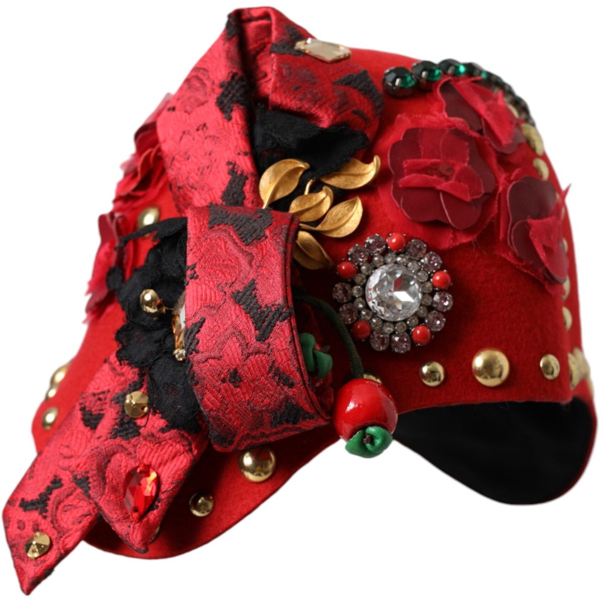 Rode Kristal Gouden Rozen Broche Versierde Hoed