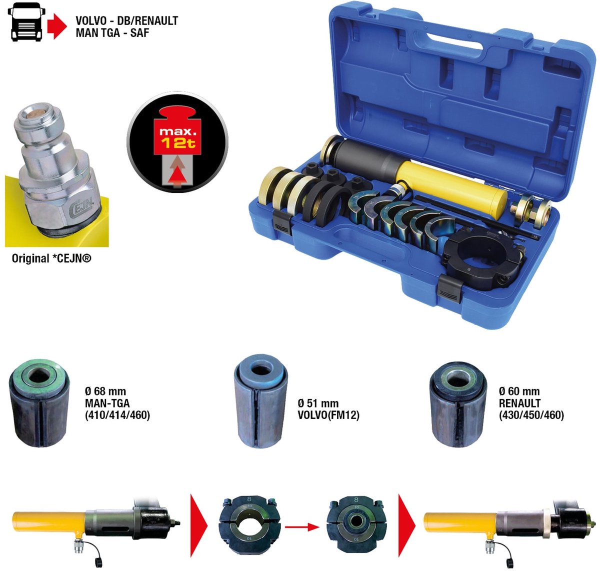 KS Tools 460.1705 Gereedschapsset voor sleufbussen voor silentlager-sleufbussen, 19-delig