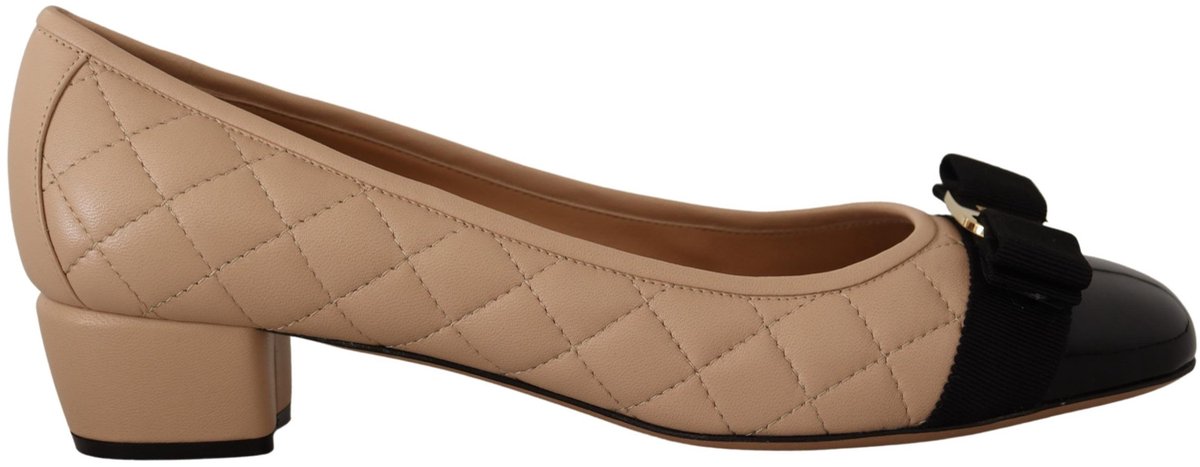 Gequiltte Strik Pumps Beige en Zwart
