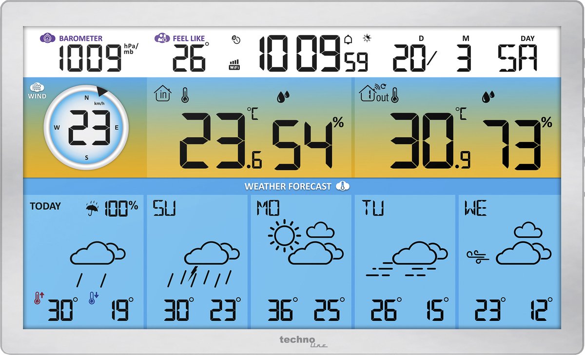 Techno Line WD2500 WD2500 Draadloos weerstation Aantal sensoren max.: 3